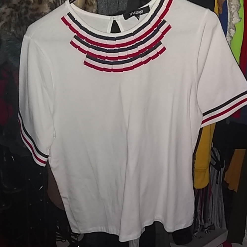 America red white and blue blouse